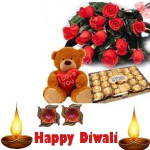 Diwali Ferero Rocher Chocolate Teddy Bear Combo