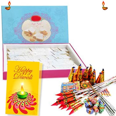 Diwali Crackers with Kaju Katli