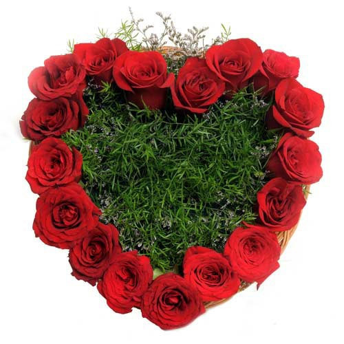 Heart Shape Arrangement Of 20 Red Roses
