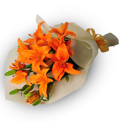 Arrangement Of 8 Pcs Asiatic Orange Lilies