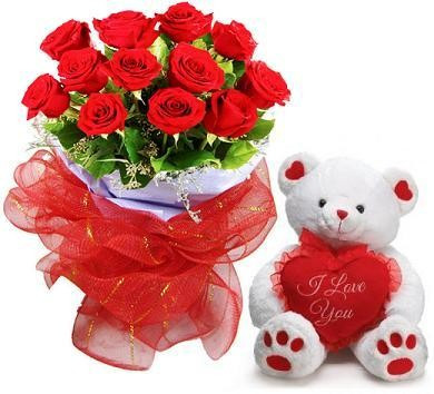 Flower teddy on sale