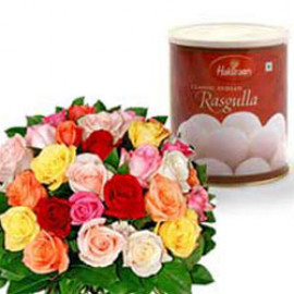  Flowers with  Rasgulla