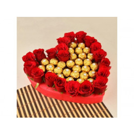 20 Red Roses with 24pcs of Ferrero Rocher chocolate 