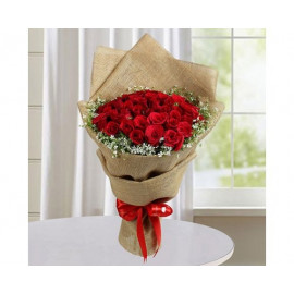 Jute Red Roses Bunch