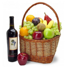 Fruit Basket With Wine Hamper