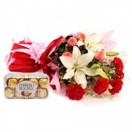 Mix Exotic Bunch with Ferrero Rocher Box