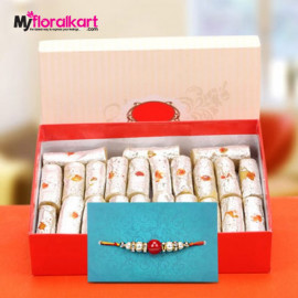 Mouthwatering Kaju Roll with beaded rakhi