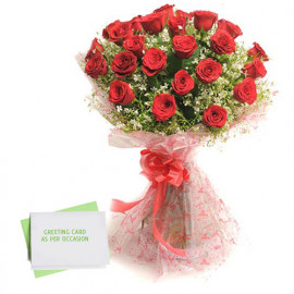 Red Roses with Greeting Card 