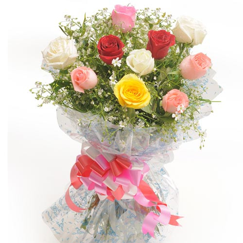 Bouquet Of 10 Mix Colour Roses