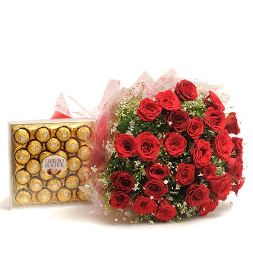 30 Red Roses and 24 Ferrero Rocher