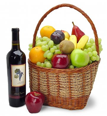 Fruit Basket With Wine Hamper